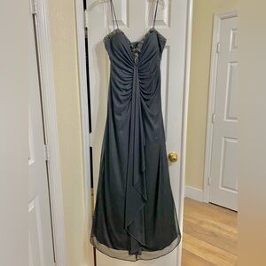 Onyx Black Strapless Beaded Evening Gown